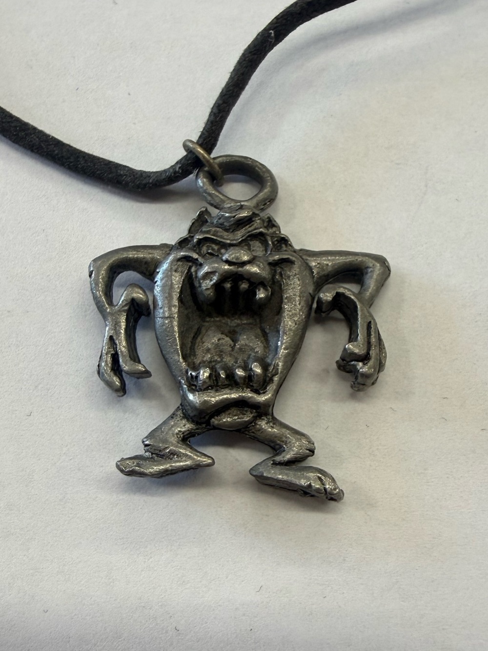 Vintage 90s Taz Tasmanian Devil Pendant Necklace Warner Bros Looney Tunes